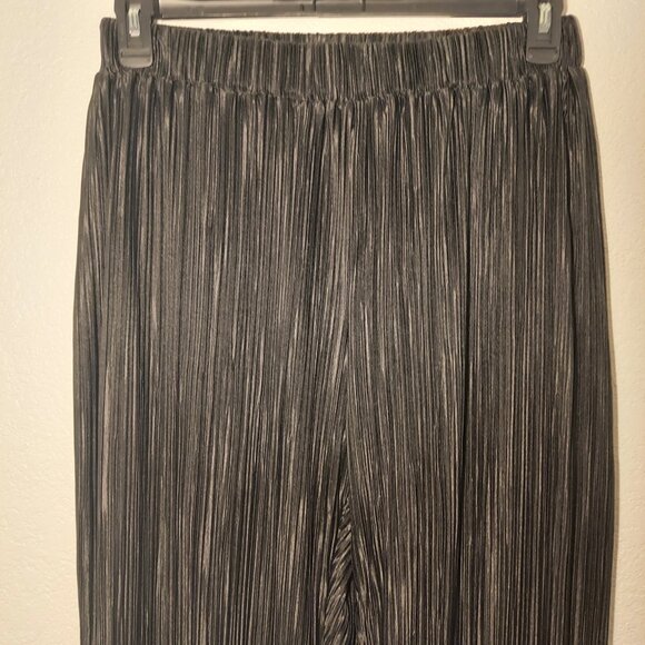 Spring Haze Black Pleated Wide-Leg Pants | Flowy High-Rise Trousers Size L - Picture 3 of 8